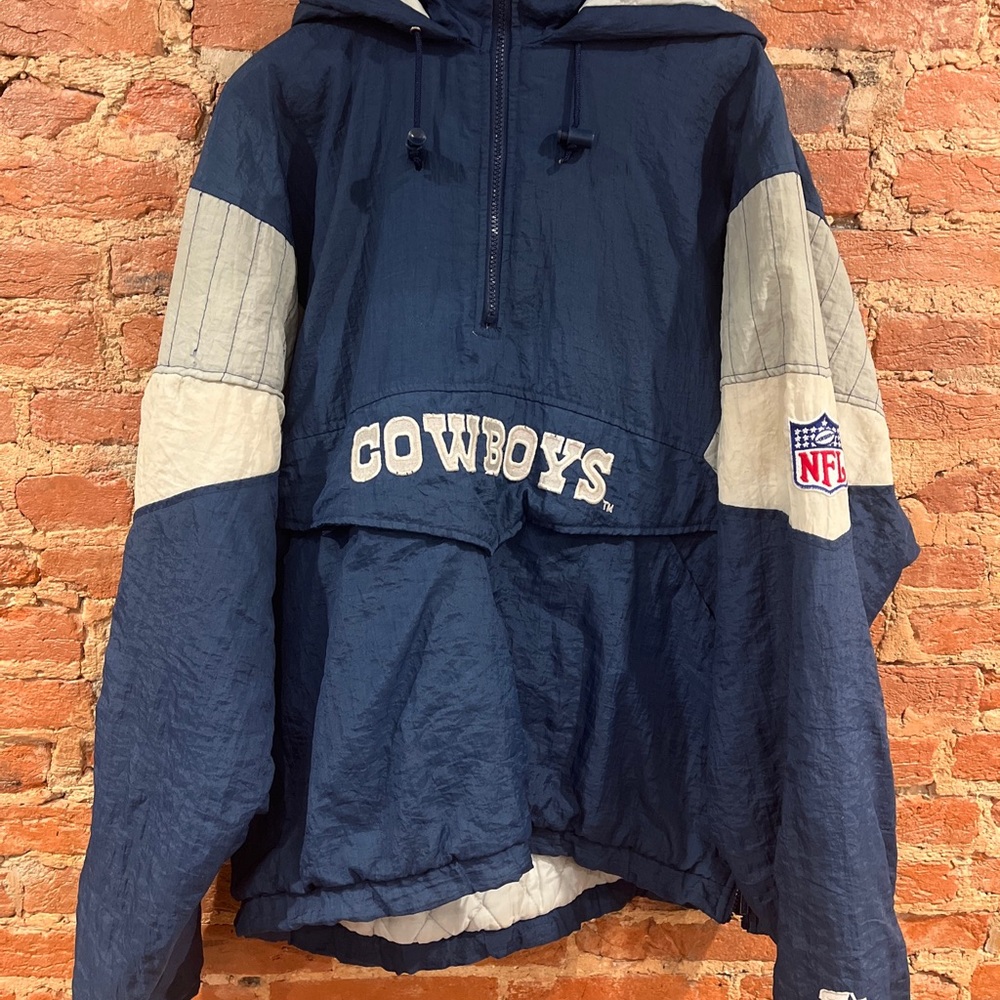 Vintage Dallas Cowboys Starter Jacket 80s Half-Zip Coat Size Large Pullover
